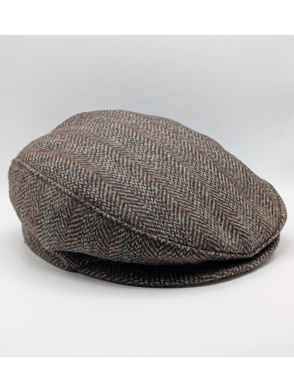 Vintage Country Gentleman Tweed Herringbone Cabbie Newsboy Cap Hat M/L Brown